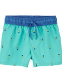 Blue - Toddler Moisture Wicking Pineapple Print Active Shorts, Selected