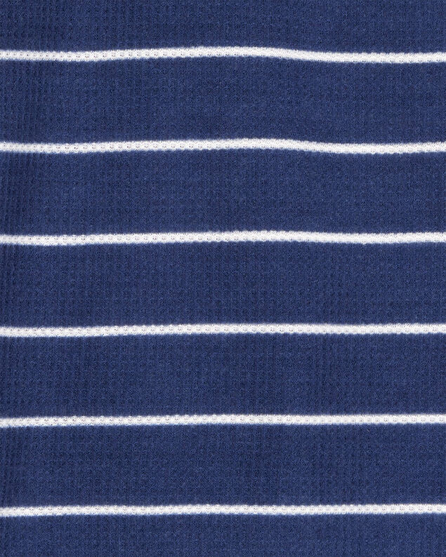 Product image 2 of Boys Striped Loose Fit Waffle Knit 2-Piece Pajamas - Navy