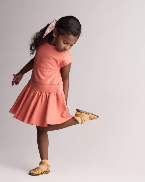 Toddler Girl Drop Waist Short-Sleeve Dress - Orange