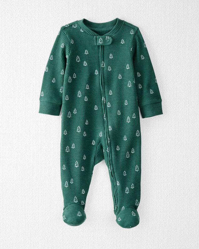 Product image 1 of Baby Organic Cotton Waffle Knit Sleep & Play Pajamas in Christmas Tree Print
