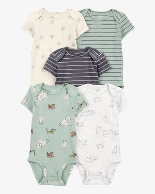 Product image 1 of 5-Pack Dog Short-Sleeve Cotton Bodysuits