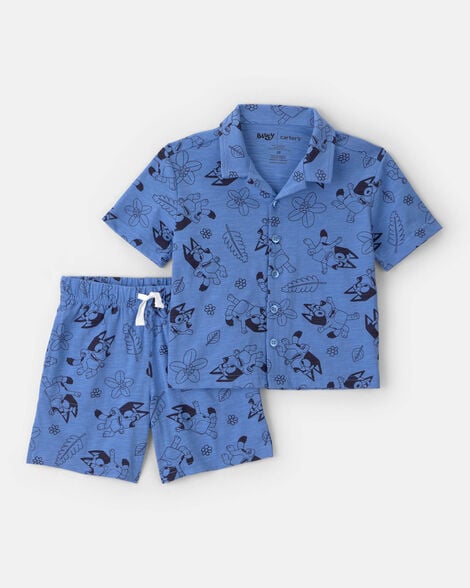 toddler boy 2-piece bluey™ top & short set - blue