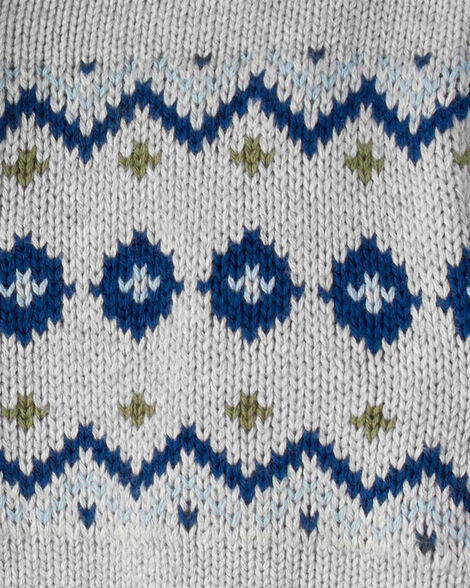 Toddler Boy Organic Cotton Fair Isle Sweater Knit Jacket 
