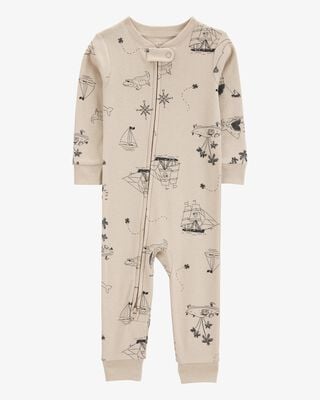 Toddler Shark Striped Snug Fit Cotton Footless 1-Piece Pajamas - Green
