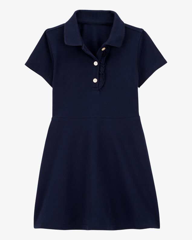 Product image 1 of Toddler Pique Short-Sleeve Uniform Dress - Navy