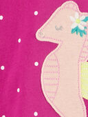 Pink - Baby Seahorse Snap-Up Cotton Romper, Selected