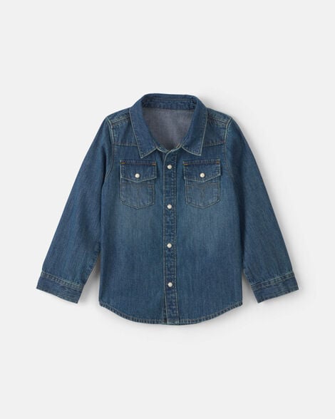 Toddler Boy Denim Button-Down Shirt - Dark Wash