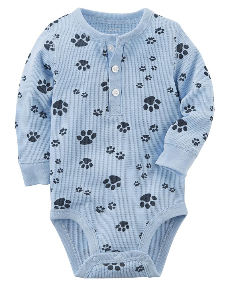 Paw Print Thermal Bodysuit Carters Com