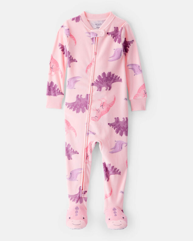 Product image 1 of Toddler Girl Dinosaur DreamPlush Snug Fit 1-Piece Pajamas - Pink