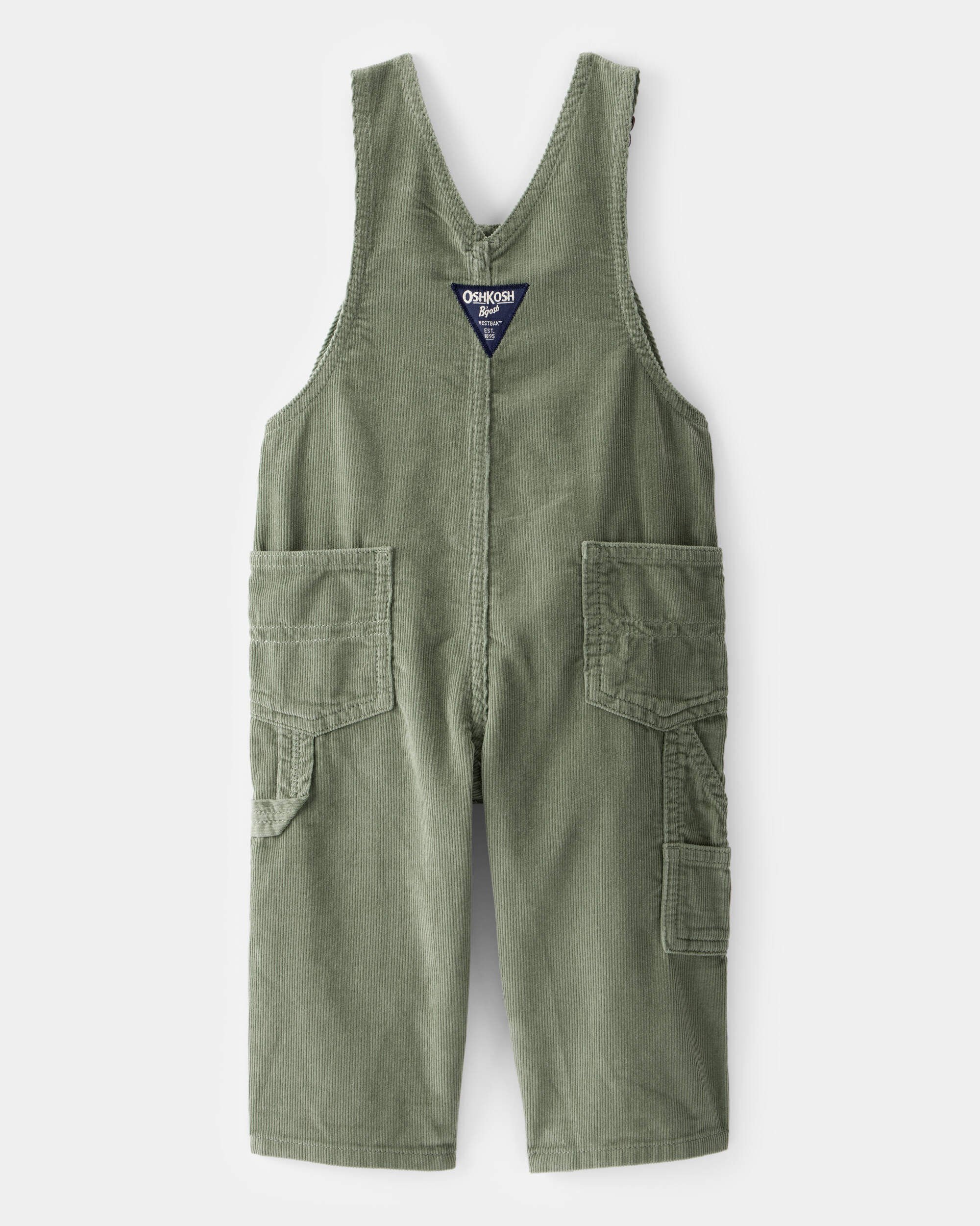 Baby Neutral Solid Corduroy Overalls - Green
