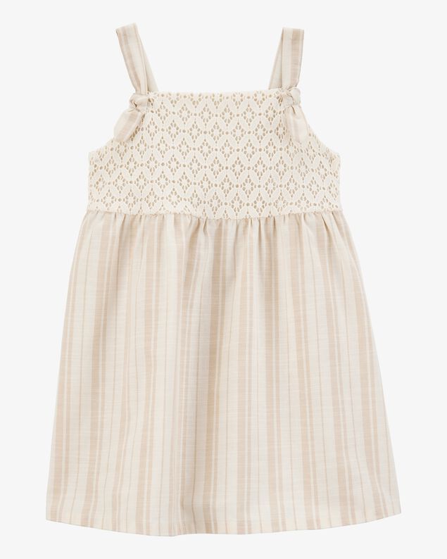 Product image 1 of Baby Striped Eyelet Tank Dress - Ivory