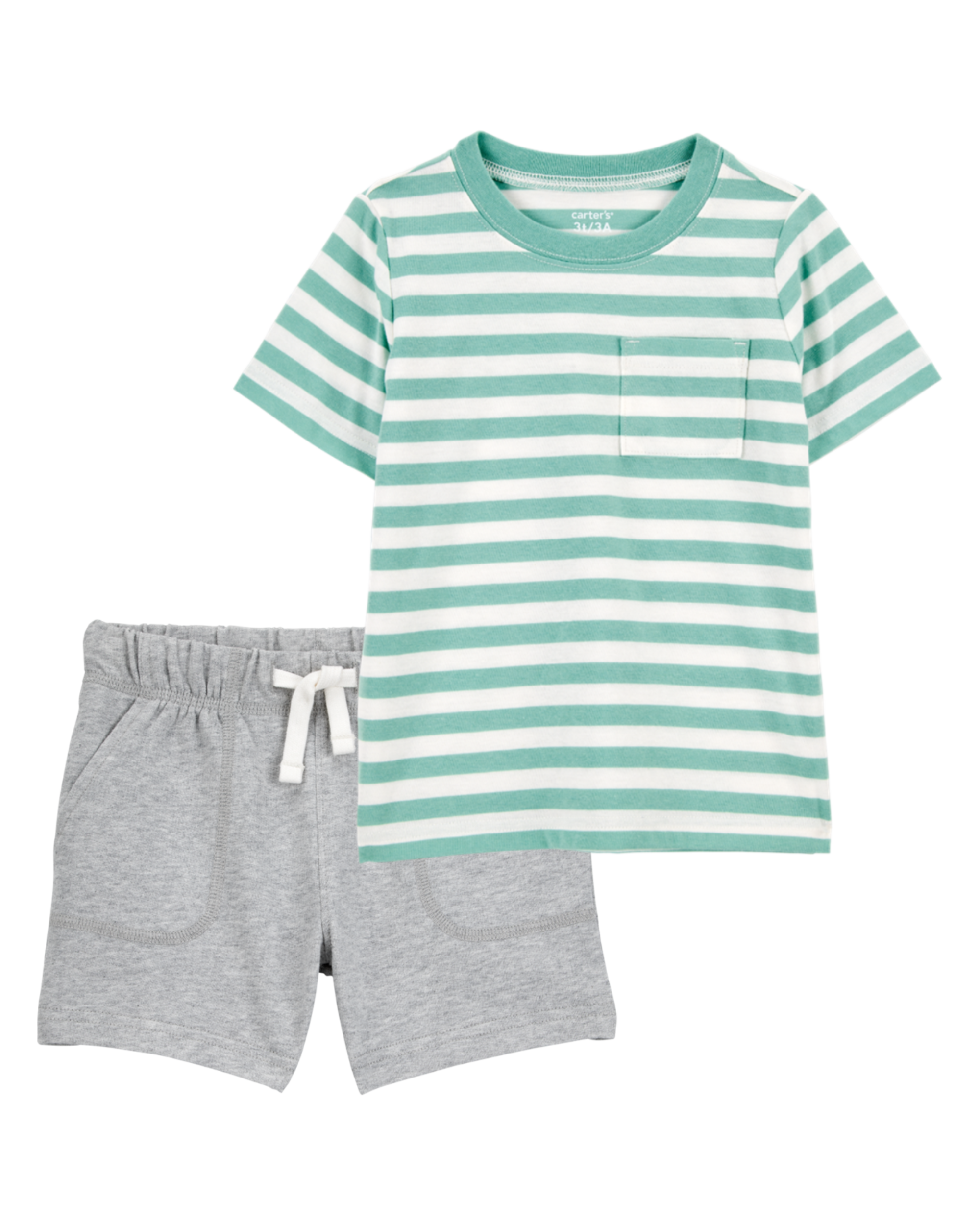 Baby 2-Piece Striped Tee & French Terry Shorts Set