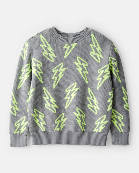 boys lightning sweater - grey