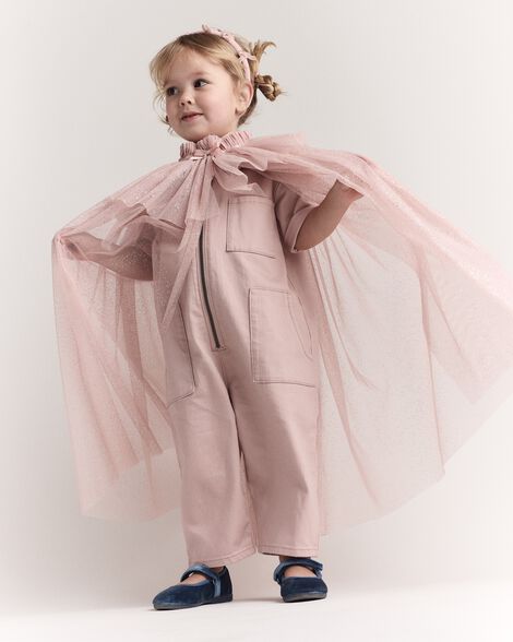 Toddler Girl Confetti Dress Up Cape - Light Pink