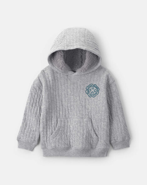 Toddler Boy Logo Quilted Hoodie - Grey