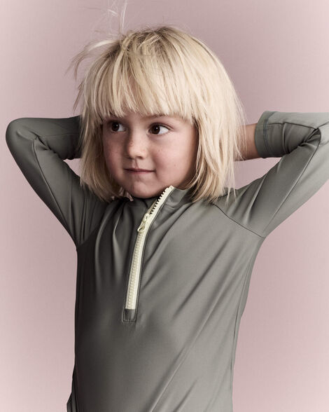 Toddler Half-Zip Long-Sleeve Rashguard - Olive