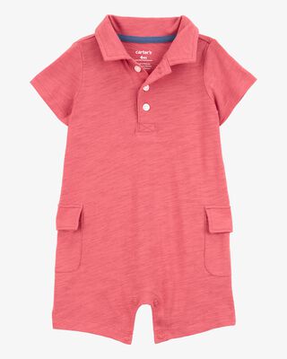 Product image 1 of Baby Polo Cotton Romper - Red