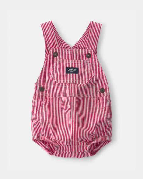 Baby Hickory Stripe Bubble Romper - Red/Ivory