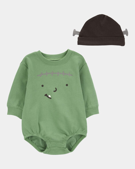 Product image 1 of Baby 2-Piece Halloween Frankenstein Outfit Set - Green/Black