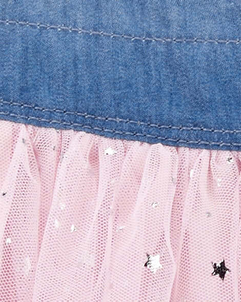  Product image 3 of Toddler Sparkly Tulle & Denim Jumper Dress