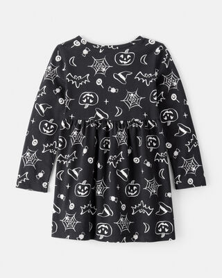 Product image 2 of Toddler Halloween Spooky Print Dress - Black