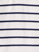 White/Navy - Baby Boy 2-Piece Striped Hooded Long-Sleeve Bodysuit Pant Set - White/Navy, Selected