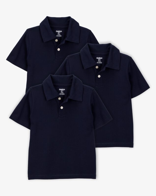 Product image 1 of Toddler 3-Pack Pique Uniform Polo Shirts - Navy