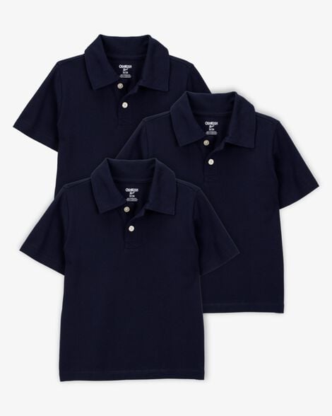 Product image 1 of Toddler 3-Pack Pique Uniform Polo Shirts - Navy