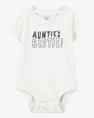 Product image 1 of Baby "Auntie's Bestie" Short-Sleeve Bodysuit - Grey
