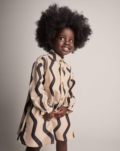 Toddler Girl Chevron Button-Down Dress - Khaki