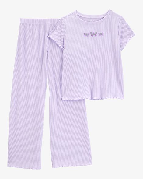 Product image 1 of Girls Butterfly Loose Fit 2-Piece Pajamas - Purple