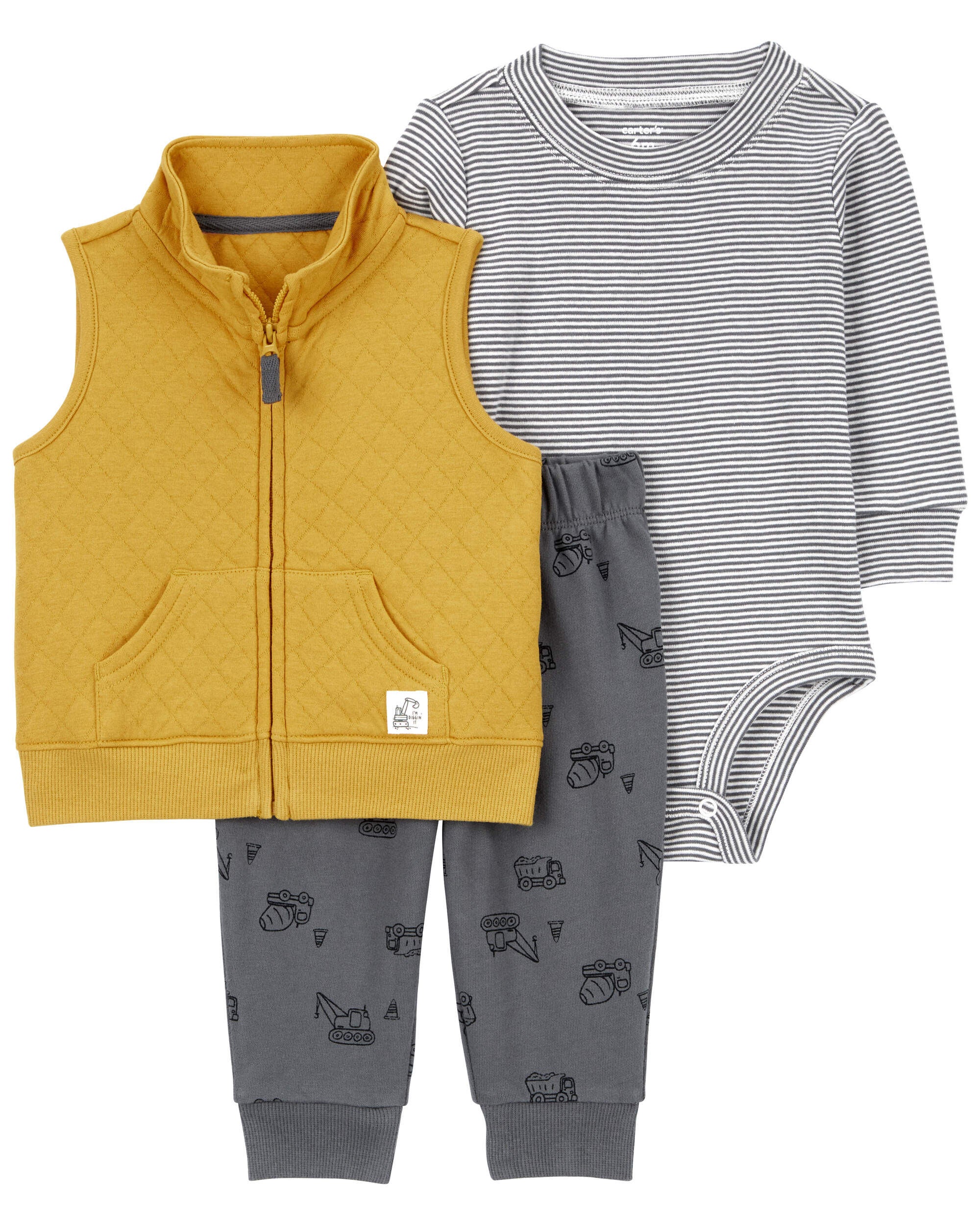 Baby 3-Piece Yellow Construction Little Vest Set - Carter's | Carter's