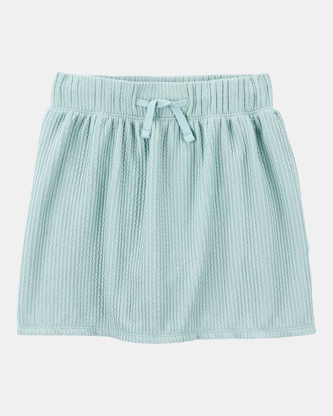 Kid Ribbed Textured Drawstring Skort -  Green