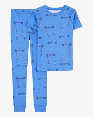 Product image 1 of Kid 2-Piece Scooter Print 100% Snug Fit Cotton Pajamas - Blue