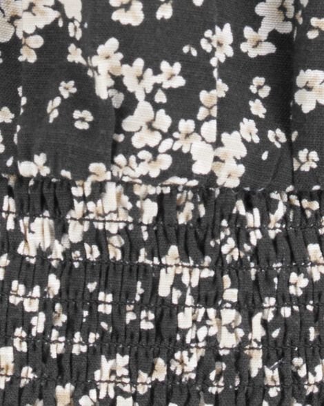  Product image 2 of Kid Square Neck Linen Look-Alike Floral Top - Black