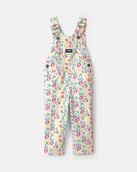 Toddler Alphabet Overalls - White