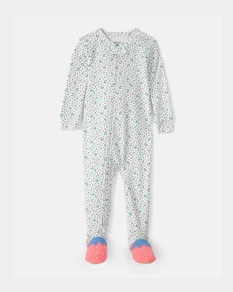 baby girl strawberry 100% cotton snug fit 1-piece pajama set