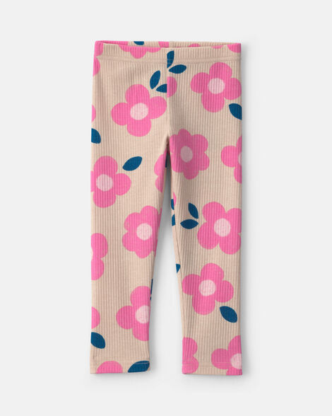 toddler girl floral pull-on stretch leggings