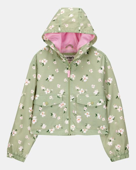 girls floral windbreaker - green