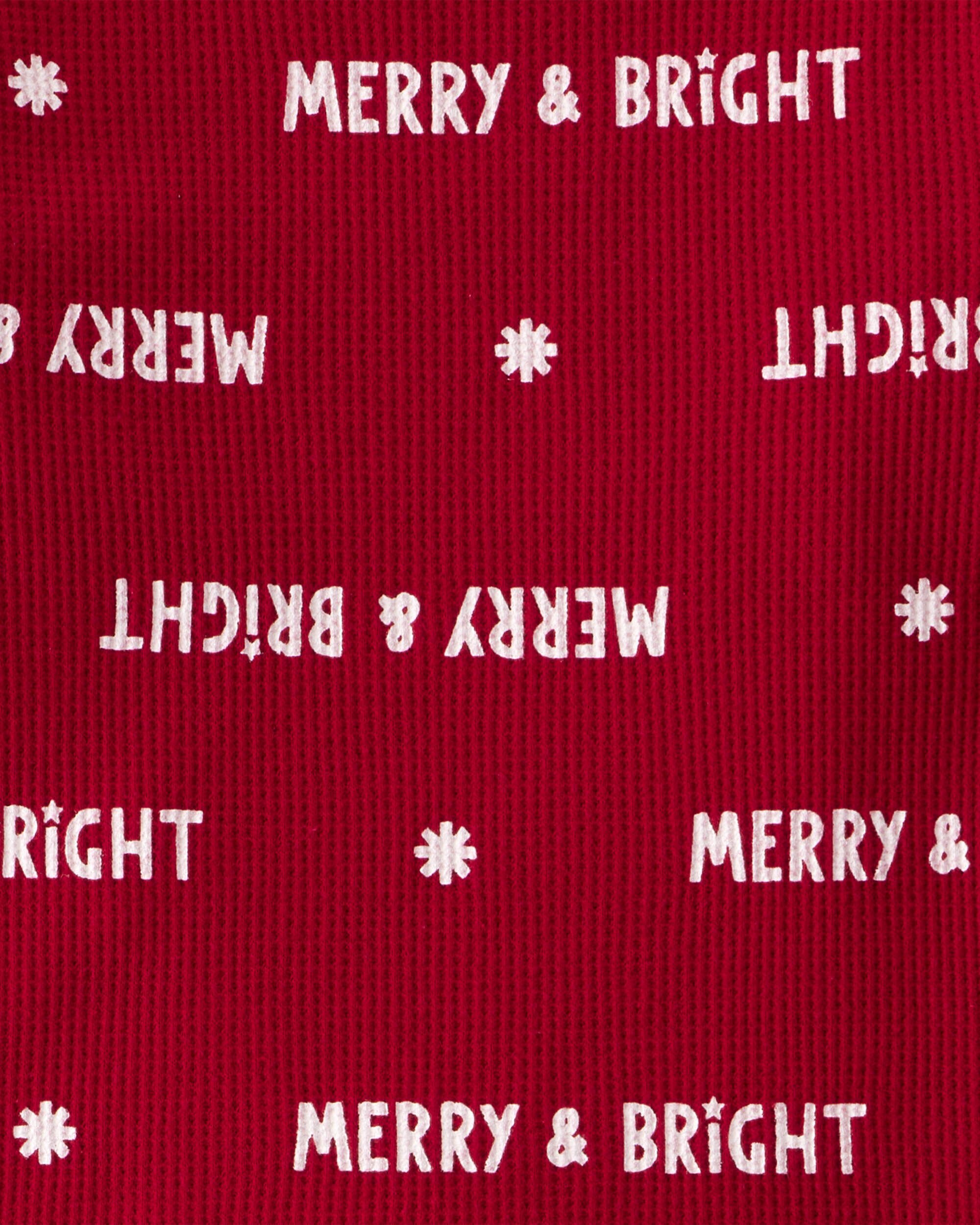 Toddler Merry & Bright Christmas Cotton Long-Sleeve Snug FIt 2-Piece Pajamas - Red