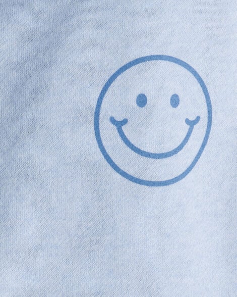 Product image 2 of Girls Smiley Face Print Quarter-Zip Pullover Sweatshirt - Blue