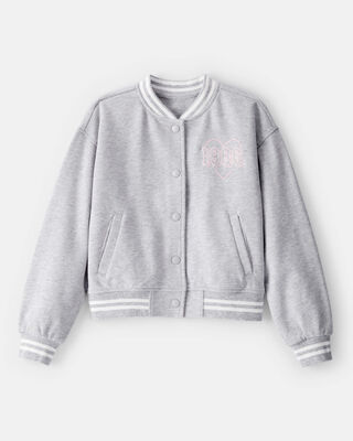 Girls Floral Print Long-Sleeve Sherpa Jacket