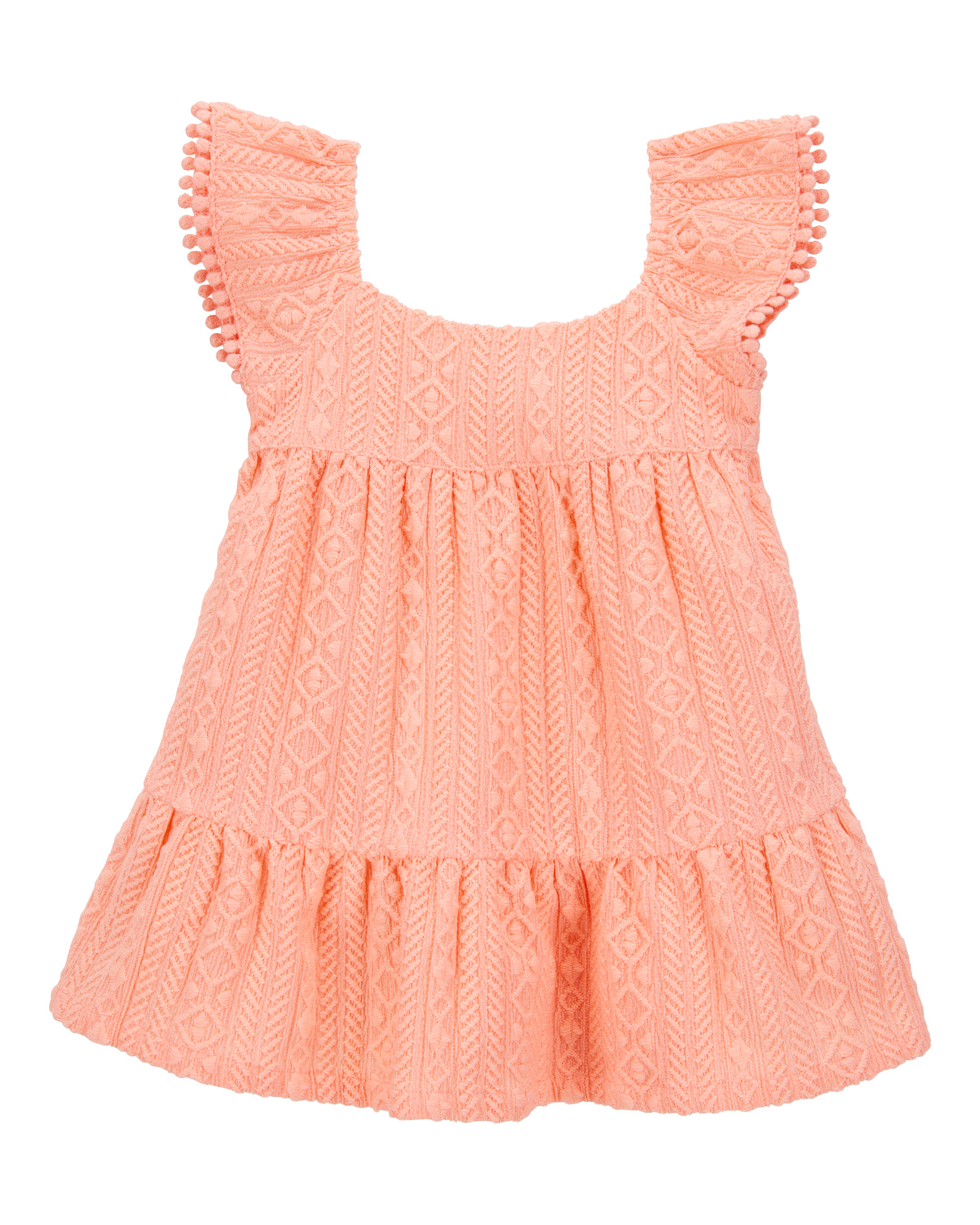Baby Flutter Knit Textured Dress - Pink