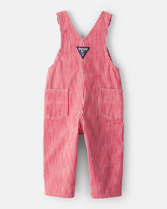 Product image 2 of Baby Boy Hickory Striped Overalls - Red