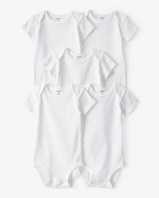 Product image 1 of Baby 5-Pack Short-Sleeve Bodysuits - White
