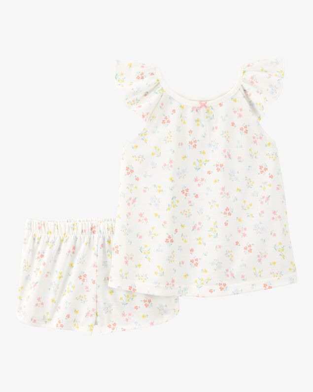 Product image 1 of Toddler Girl Floral Loose Fit 2-Piece Pajamas - White