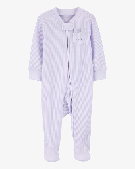 Product image 1 of Baby Bunny 2-Way Zip Ribbed Sleep & Play Pajamas - Purple