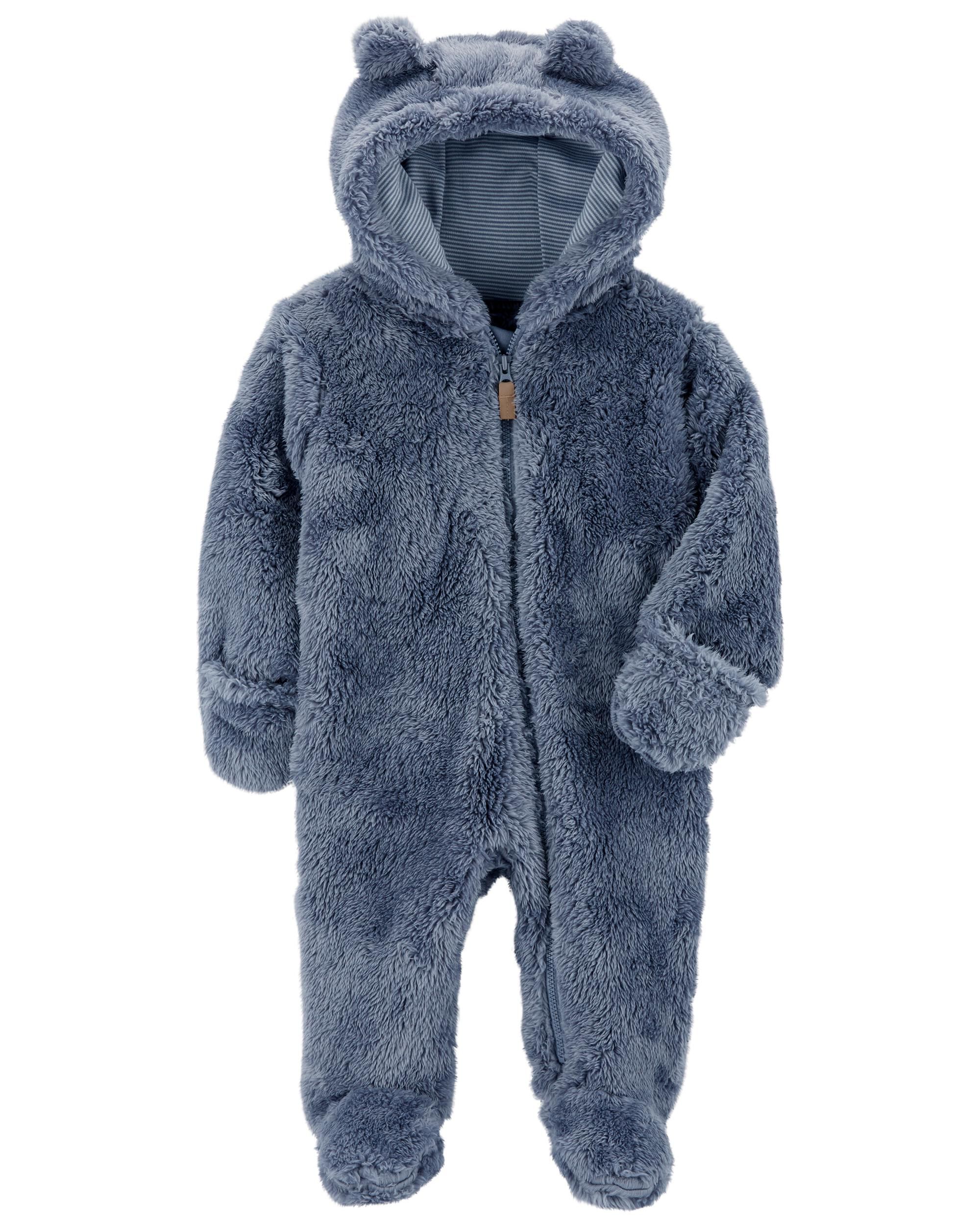 Hooded fleece jumpsuit baby hot sale