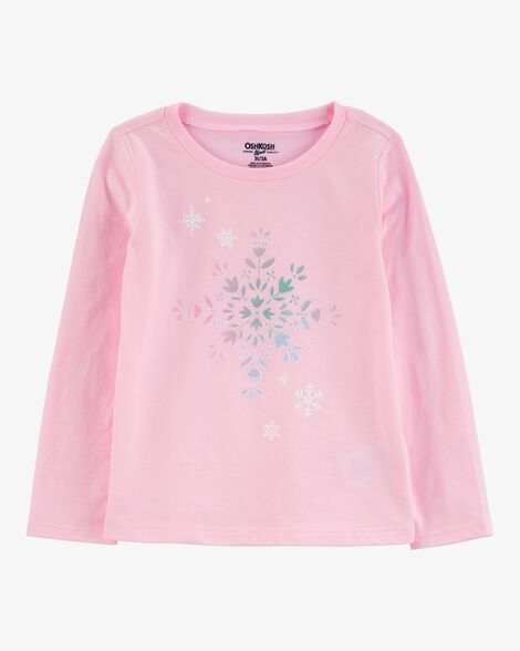 Product image 1 of Kid Snowflake-Print Long-Sleeve Shirt - Pink
