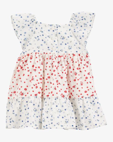  Product image 2 of Baby Tiered Poplin Floral Print Dress - Ivory